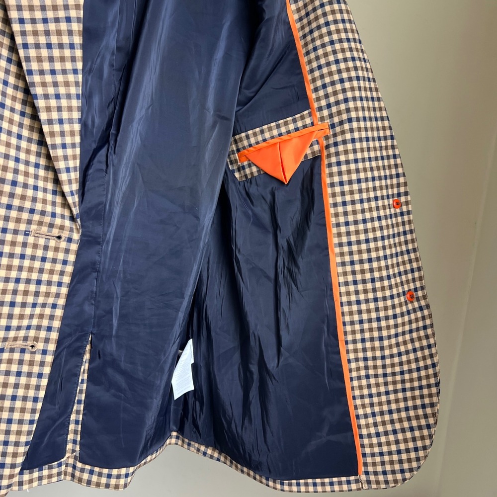 J.Crew Boyfriend Blazer Plaid Italian Stretch Wool Blazer Jacket 4 Navy Brown - Picture 12 of 16